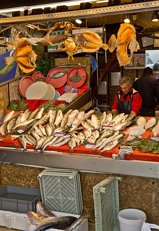 Fish Monger & Skeletons - Egyptian Market, Istanbul