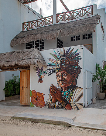 Mayan Mural on Home Exterior - Holbox