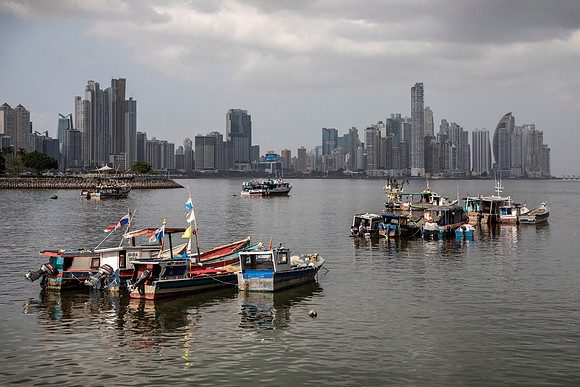 Fishing Boats & Panama City Skyline