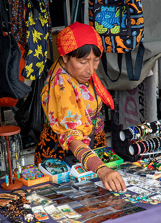Guna Woman Selling Handicrafts - Las Bovedas