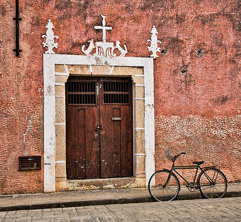 Colonial Door and Bicycle - Valladolid