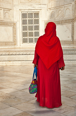 Pilgrim in Red - Taj Mahal