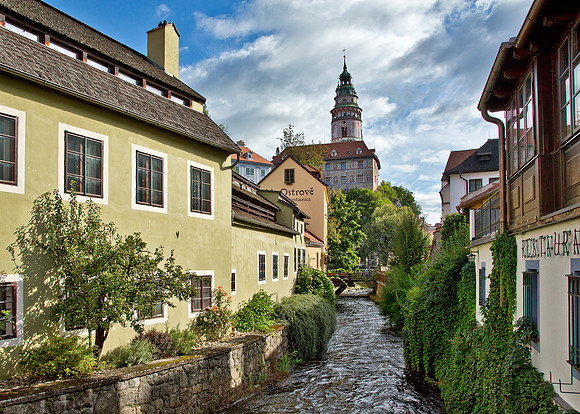 Creek and Castle Tower - Cesky Krumlov