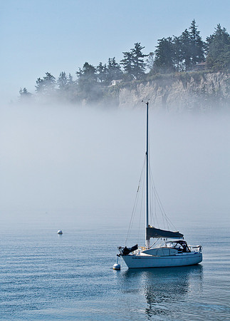 Sailboat & Fog - Washington Coast
