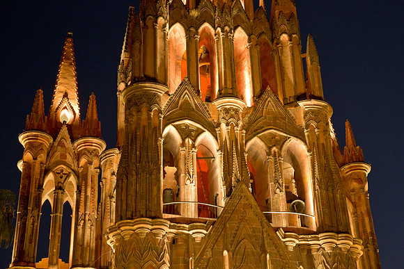 Towers of La Parroquia at Night