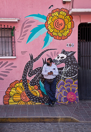 Man on Phone - Barrio Jalatlaco, Oaxaca