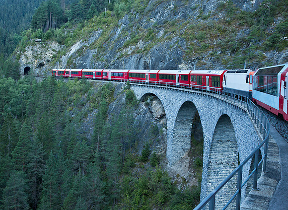 Glacier Express & Stone Arch Bridge - Swiss Alps